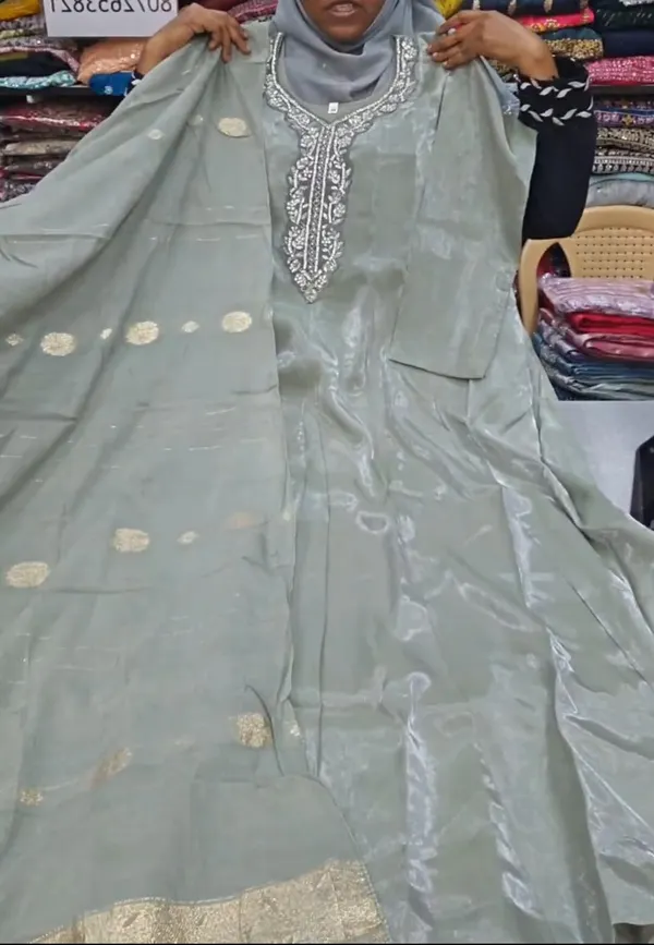 Premium Glass Roman Long Panel Anarkali with Dupatta | KS1184
